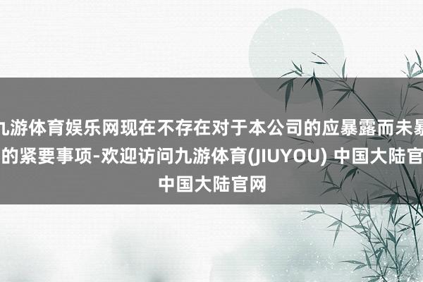 九游体育娱乐网现在不存在对于本公司的应暴露而未暴露的紧要事项-欢迎访问九游体育(JIUYOU) 中国大陆官网